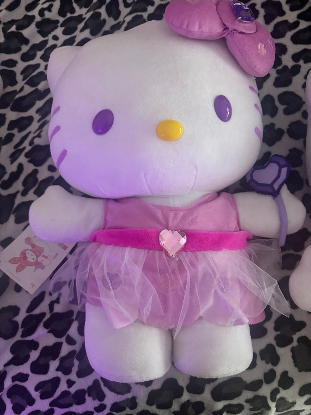 Hello Kitty White Plush Doll with Pink Outfit and Purple Accents